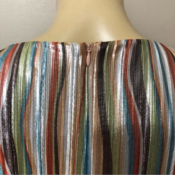 Eva Franco Clinquant Shimmer Striped Multicolor Sleeveless Top Women’s Size M - Picture 7 of 10